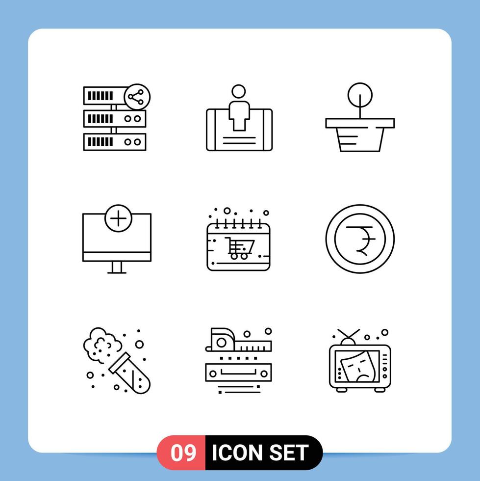 Stock Vector Icon Pack of 9 Line Signs and Symbols for calendar gadget social devices add Editable Vector Design Elements