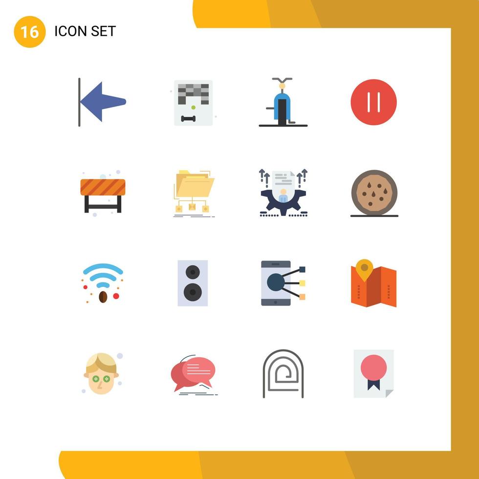 16 Universal Flat Color Signs Symbols of block stop filled pause control Editable Pack of Creative Vector Design Elements