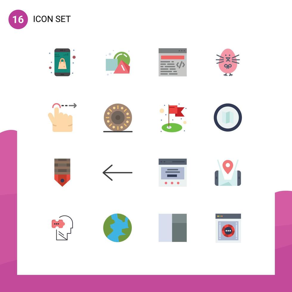 Set of 16 Vector Flat Colors on Grid for swipe finger web happy easter Editable Pack of Creative Vector Design Elements