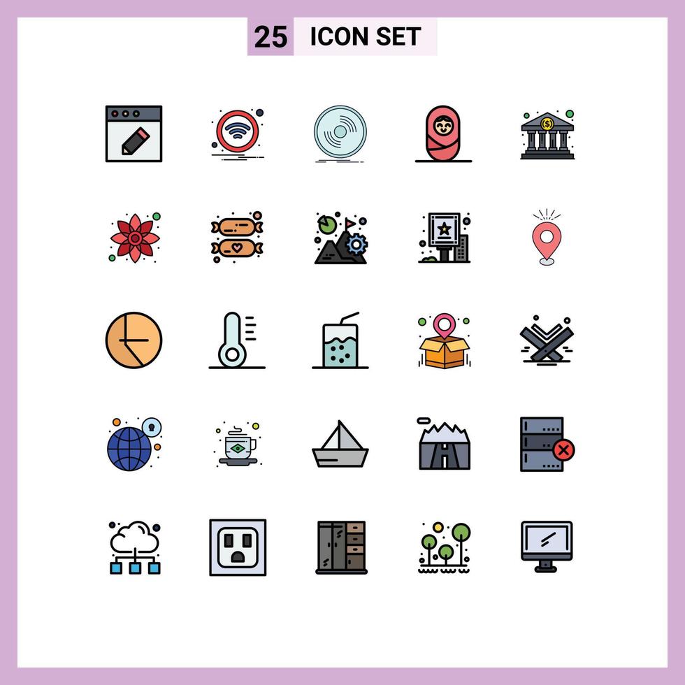25 Creative Icons Modern Signs and Symbols of cash bank home dj girl baby Editable Vector Design Elements