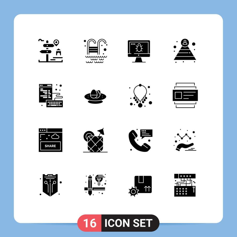 Stock Vector Icon Pack of 16 Line Signs and Symbols for development browser monitor structure career Editable Vector Design Elements