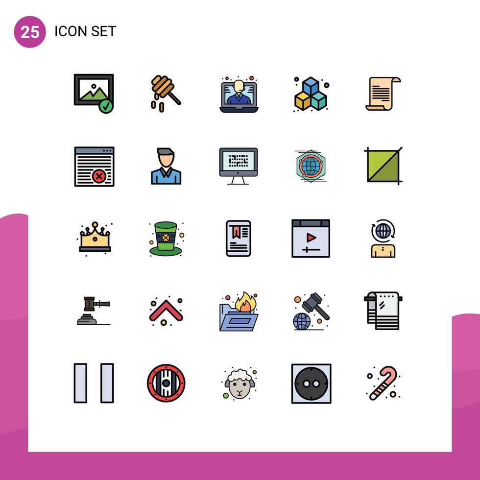 Universal Icon Symbols Group of 25 Modern Filled line Flat Colors of online browser support greece file Editable Vector Design Elements