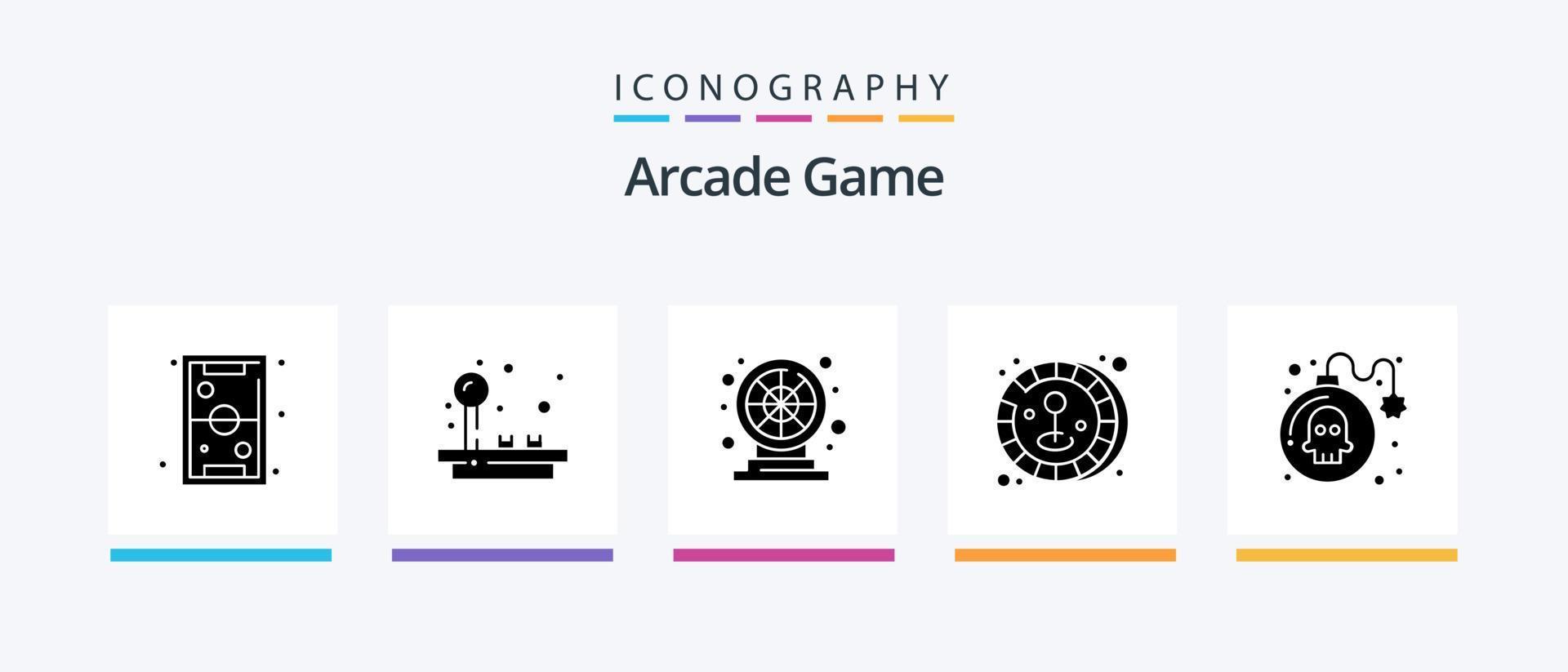 paquete de íconos arcade glyph 5 que incluye peligro. juego. tocar. palanca de mando. tocar. diseño de iconos creativos vector