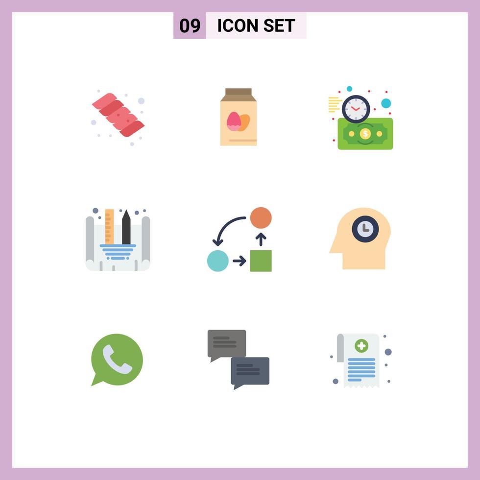 Set of 9 Modern UI Icons Symbols Signs for strategy office investment diagram creating blueprint Editable Vector Design Elements