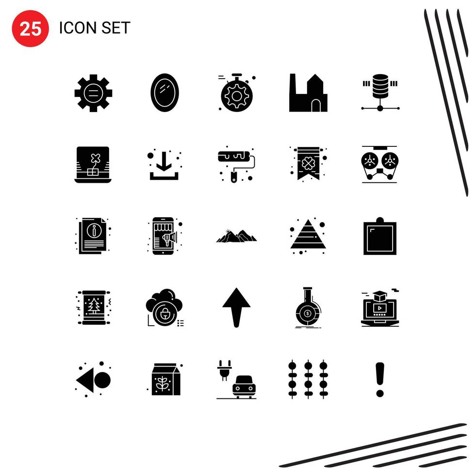 Set of 25 Modern UI Icons Symbols Signs for web hosting hosting gear computing industrial plant Editable Vector Design Elements