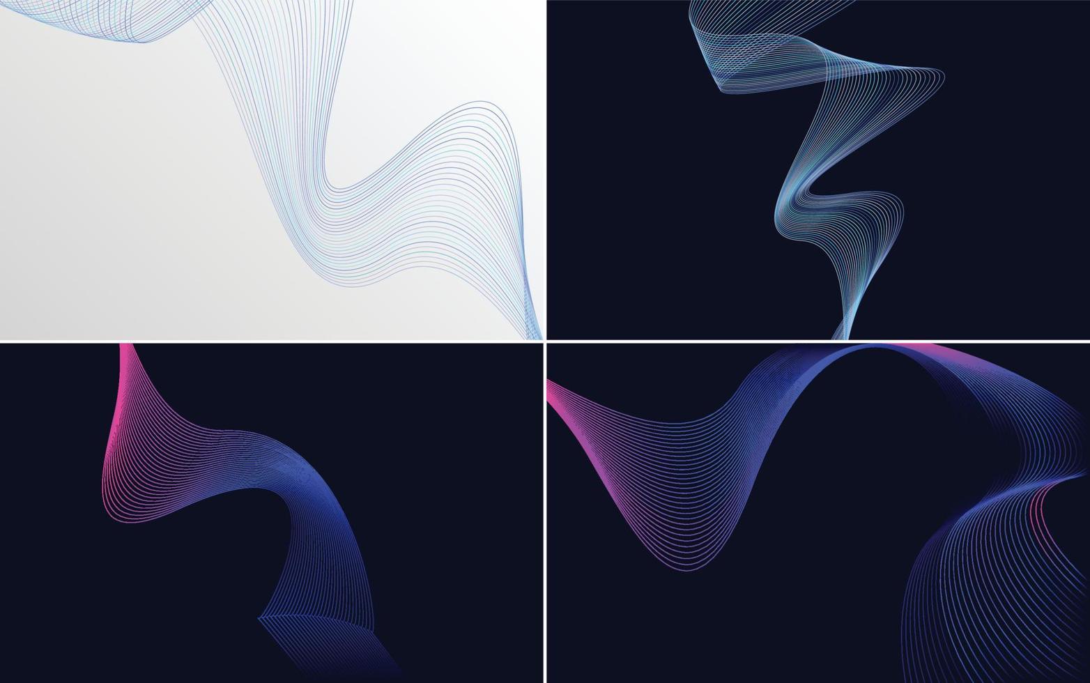 Add a unique touch to your designs with a set of 4 abstract waving lines vector