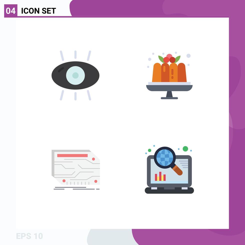 Modern Set of 4 Flat Icons and symbols such as disease card form dessert custom Editable Vector Design Elements