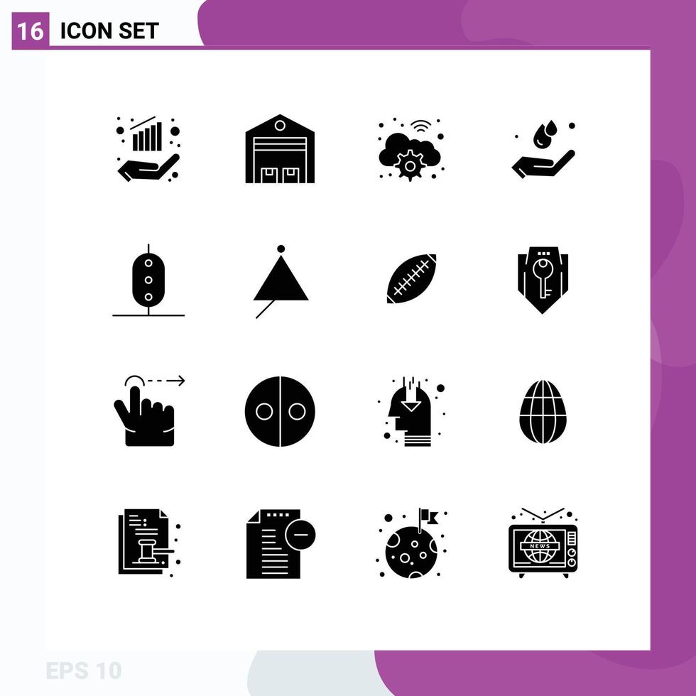 Pictogram Set of 16 Simple Solid Glyphs of food energy warehouse ecology digital Editable Vector Design Elements