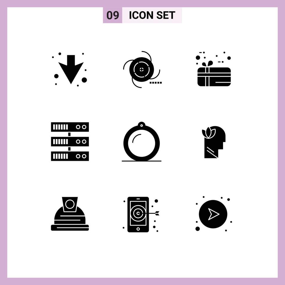 Pictogram Set of 9 Simple Solid Glyphs of window furniture gift decor datacenter Editable Vector Design Elements