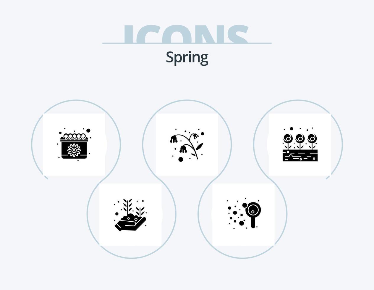 Spring Glyph Icon Pack 5 Icon Design. leaf. garden. soap. flowers. date vector