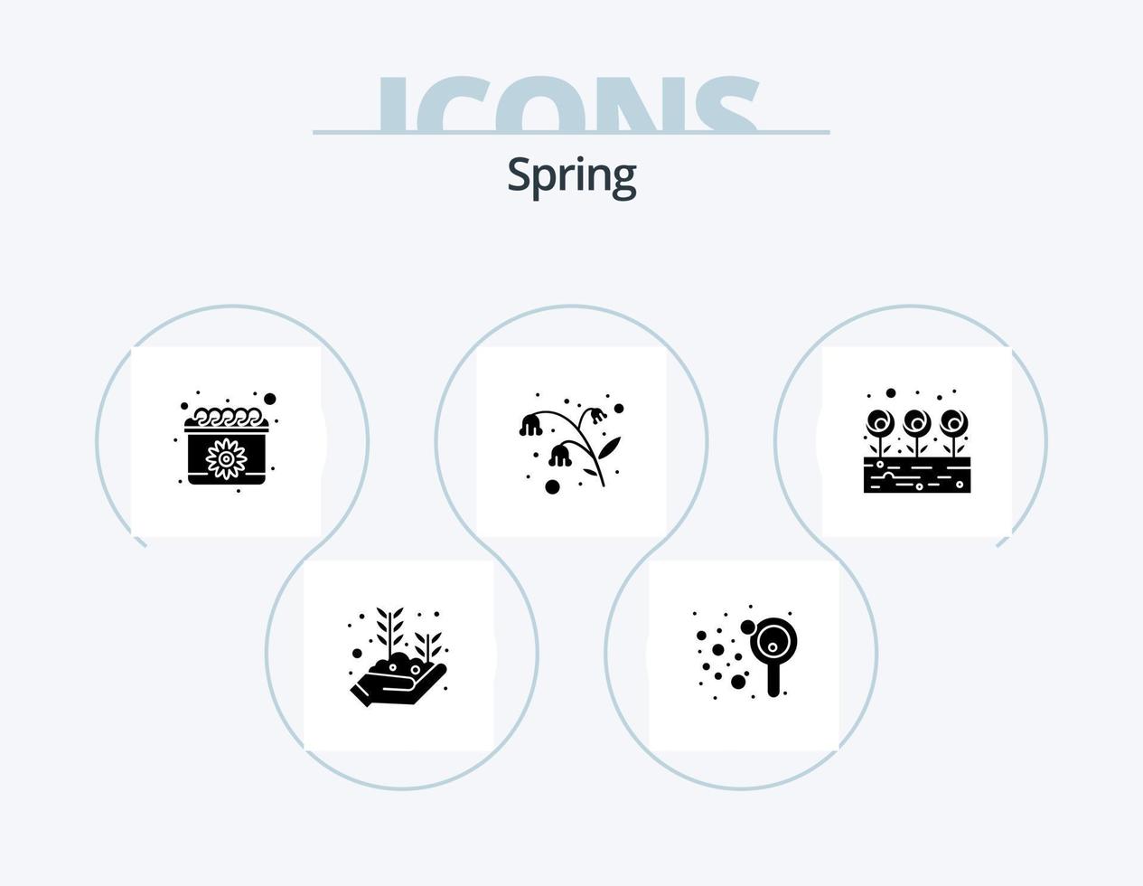 paquete de iconos de glifos de primavera 5 diseño de iconos. lámina. jardín. jabón. flores fecha vector