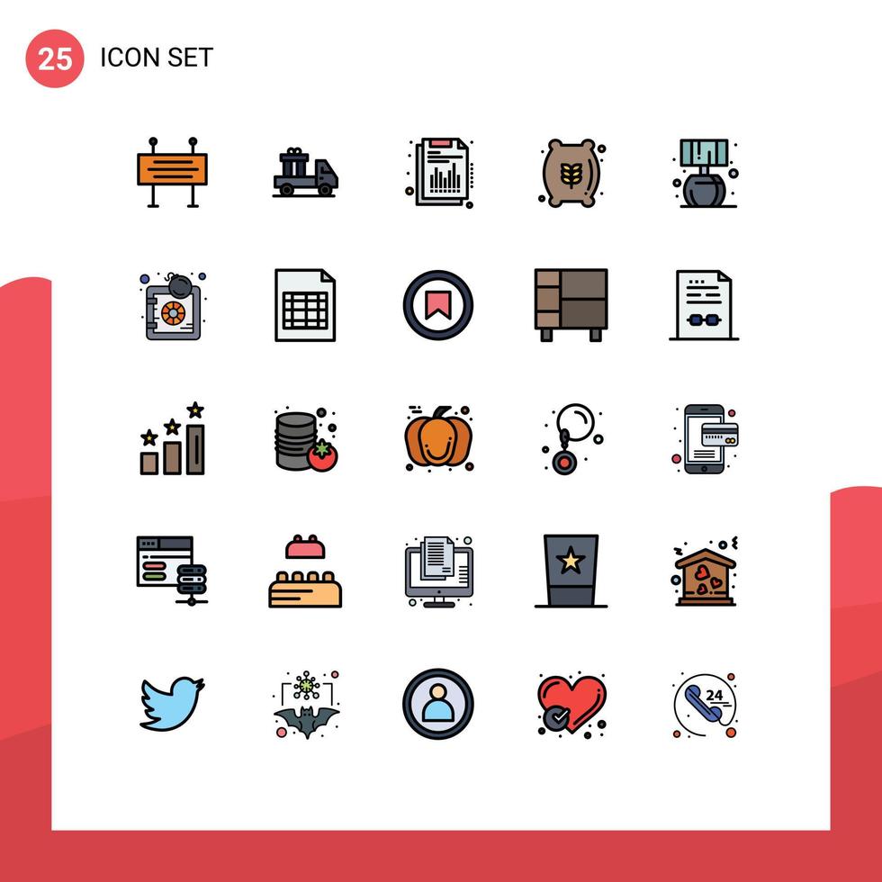 25 Creative Icons Modern Signs and Symbols of living food annual flour sack flour Editable Vector Design Elements
