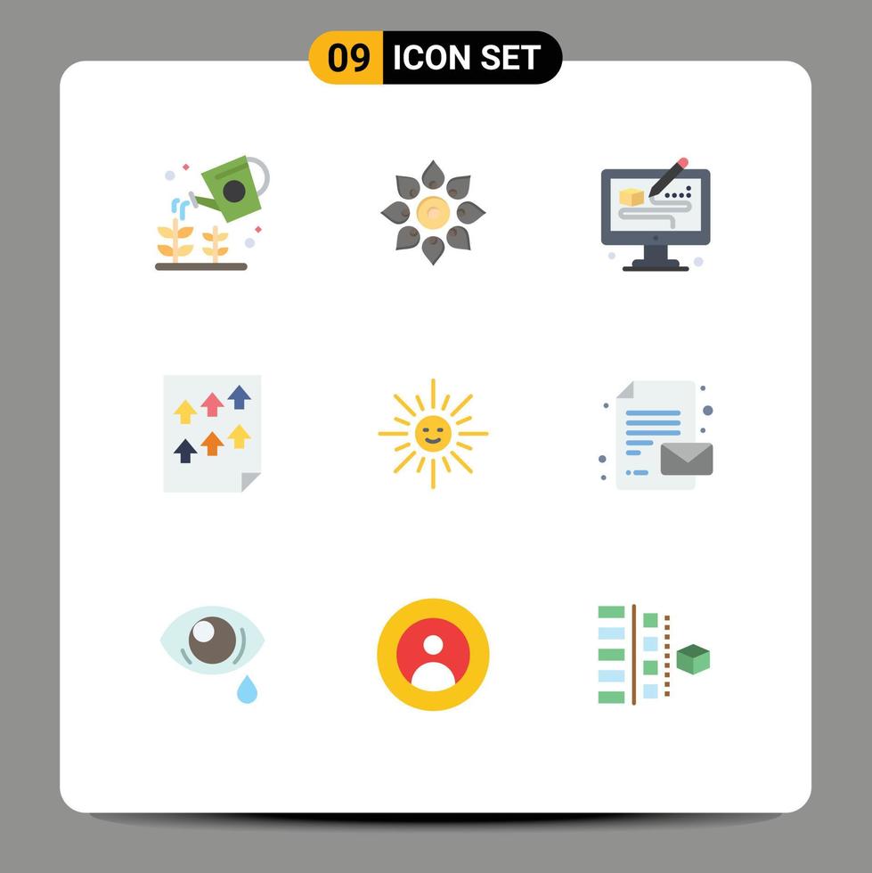 Modern Set of 9 Flat Colors Pictograph of paper high hindu data modeling Editable Vector Design Elements