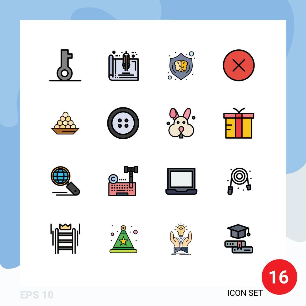 Stock Vector Icon Pack of 16 Line Signs and Symbols for multimedia media plan error shield Editable Creative Vector Design Elements