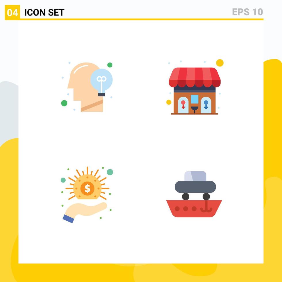 User Interface Pack of 4 Basic Flat Icons of communication cash idea toilet money Editable Vector Design Elements