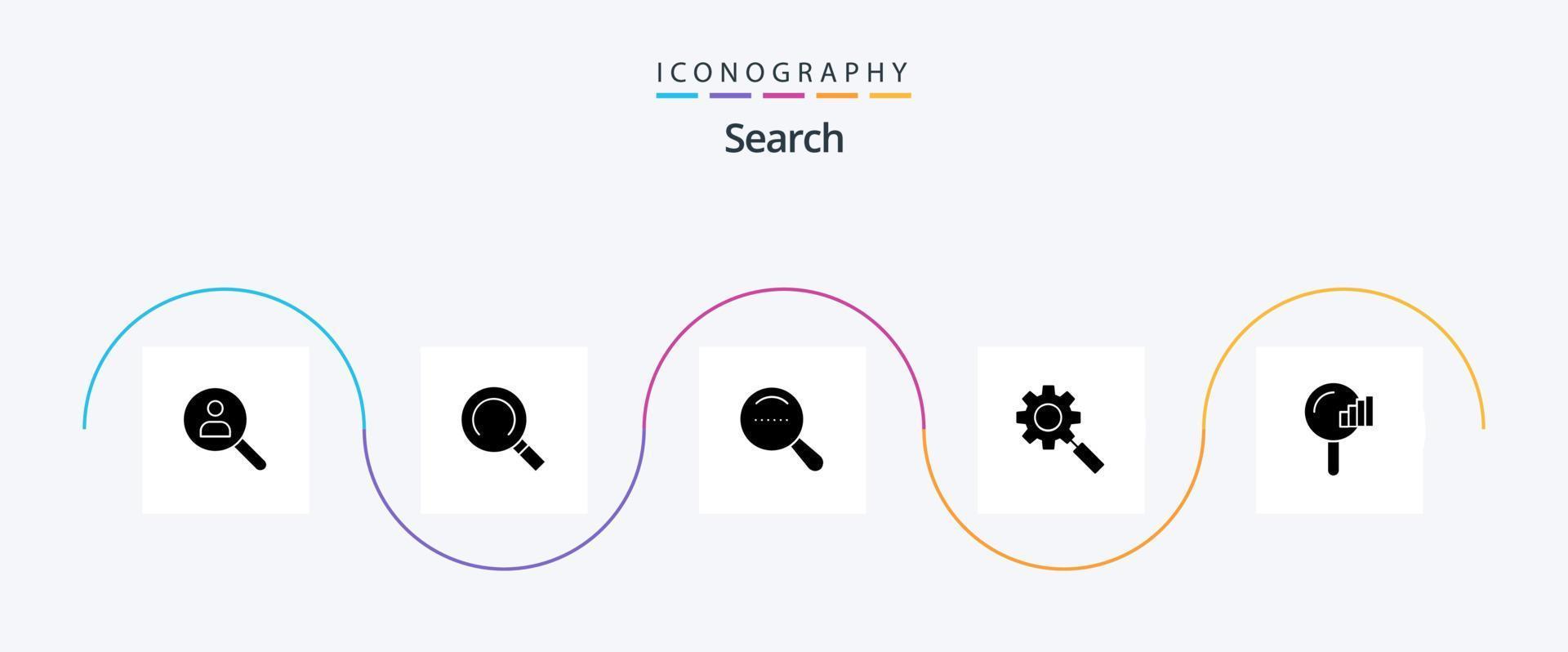 Search Glyph 5 Icon Pack Including service. find. magnifier. setting. research vector