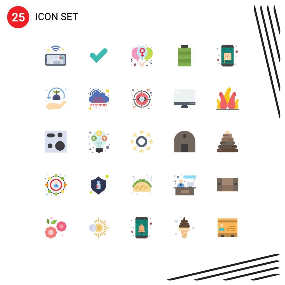 conjunto de 25 iconos de interfaz de usuario modernos signos de símbolos para elementos de diseño de vector editables de batería de energía de día de aplicación móvil de video móvil