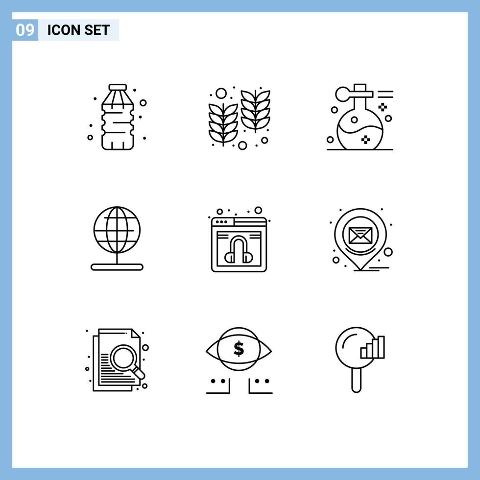 Set of 9 Modern UI Icons Symbols Signs for chat stand beauty navigation yoga Editable Vector Design Elements