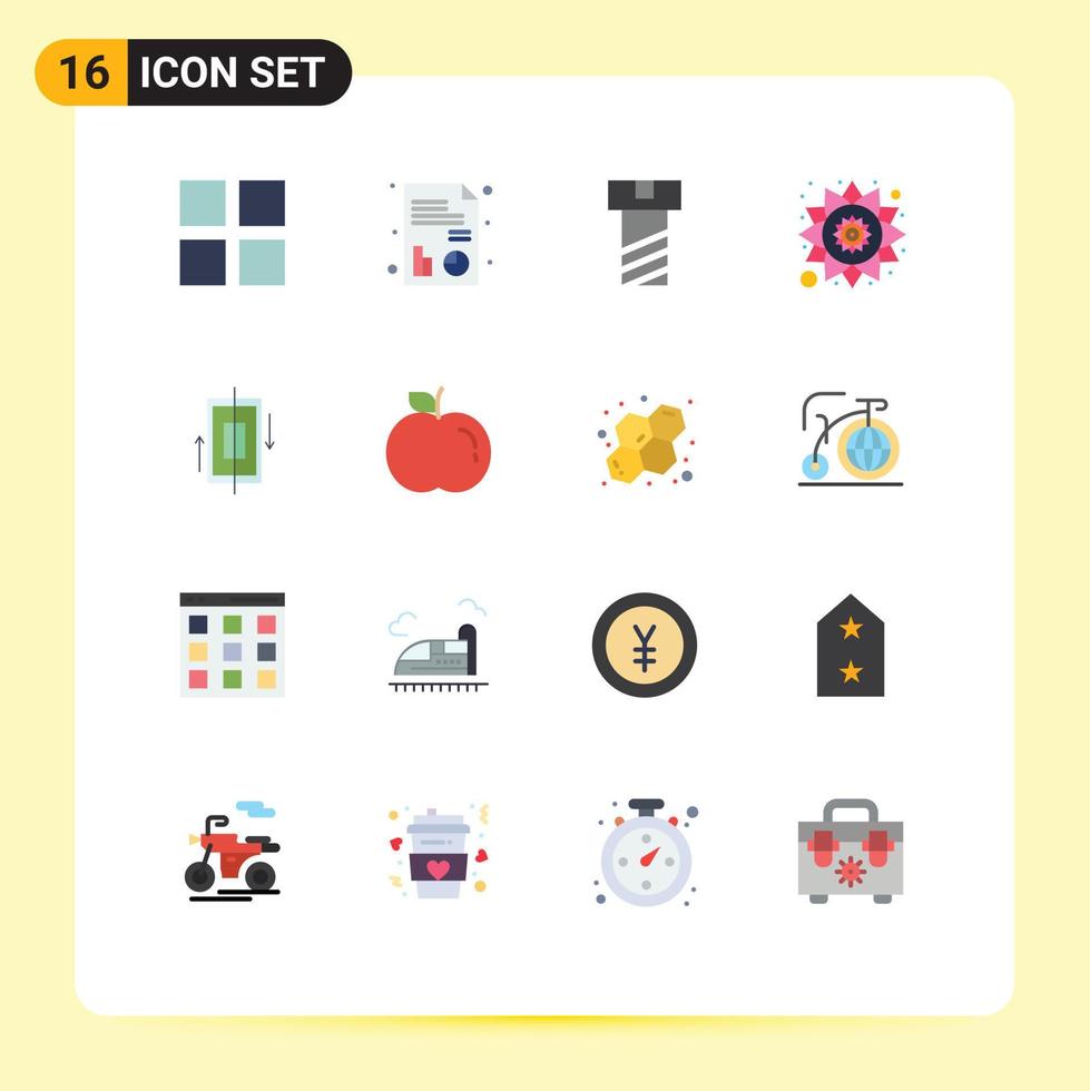 16 Universal Flat Colors Set for Web and Mobile Applications food smartphone india phone synchronization Editable Pack of Creative Vector Design Elements