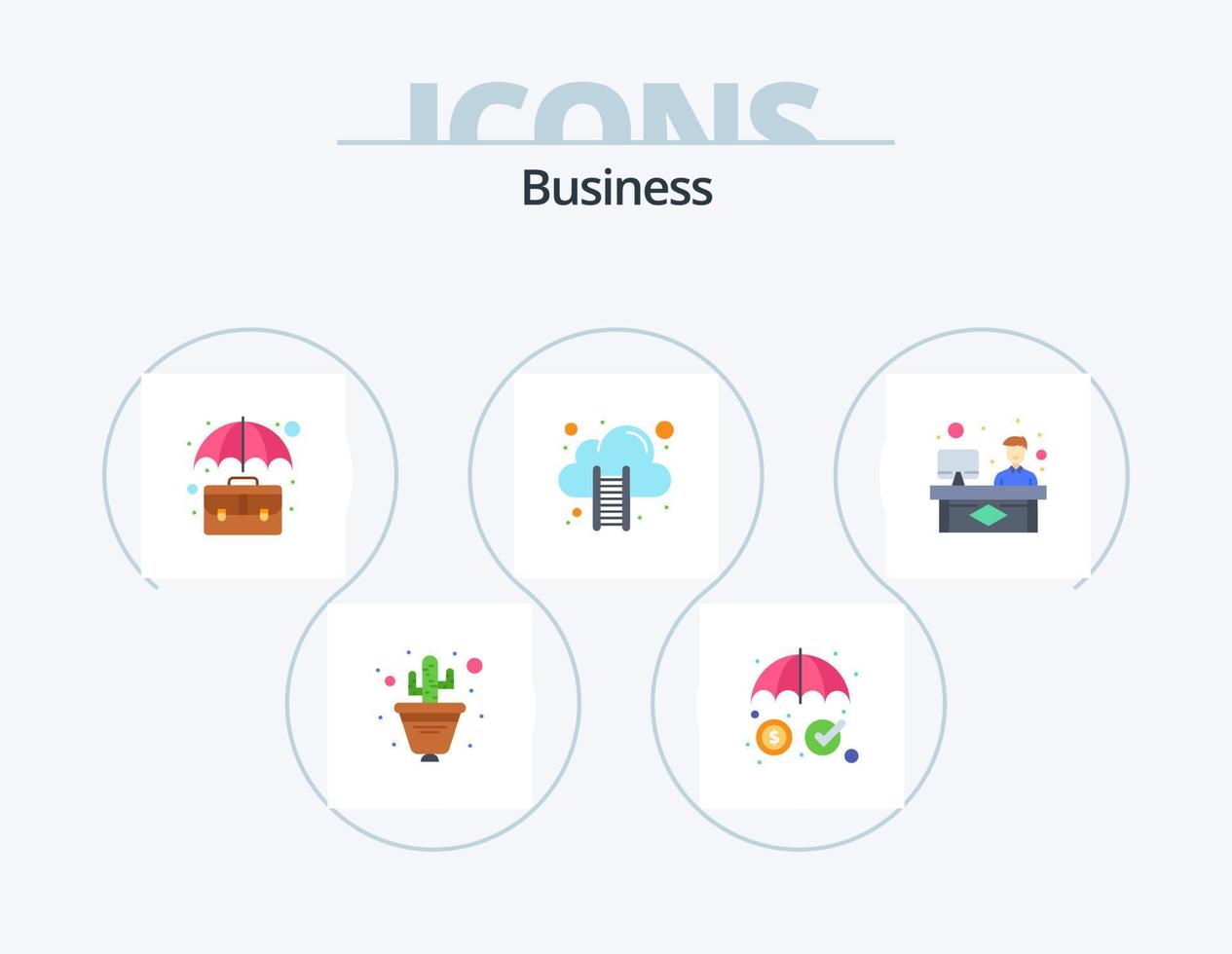 paquete de iconos planos de negocios 5 diseño de iconos. chat. nube de datos bolso. alojamiento en la nube oficina vector