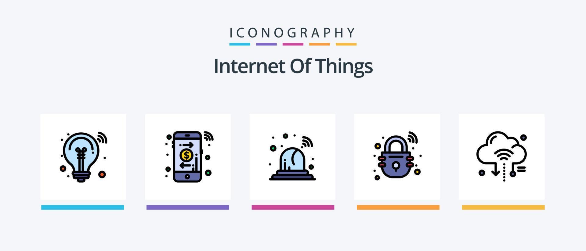 la línea de Internet de las cosas llenó el paquete de 5 iconos, incluida la nube. iot iot Internet. señales diseño de iconos creativos vector