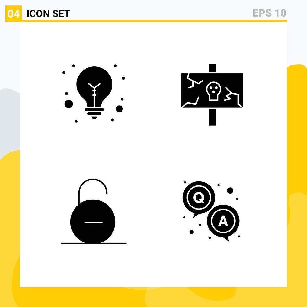 4 Creative Icons Modern Signs and Symbols of idea padlock easter old secure Editable Vector Design Elements