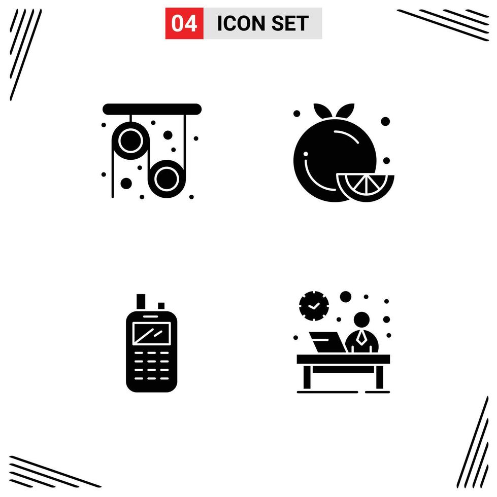 User Interface Pack of 4 Basic Solid Glyphs of physics phone science fruit receiver Editable Vector Design Elements