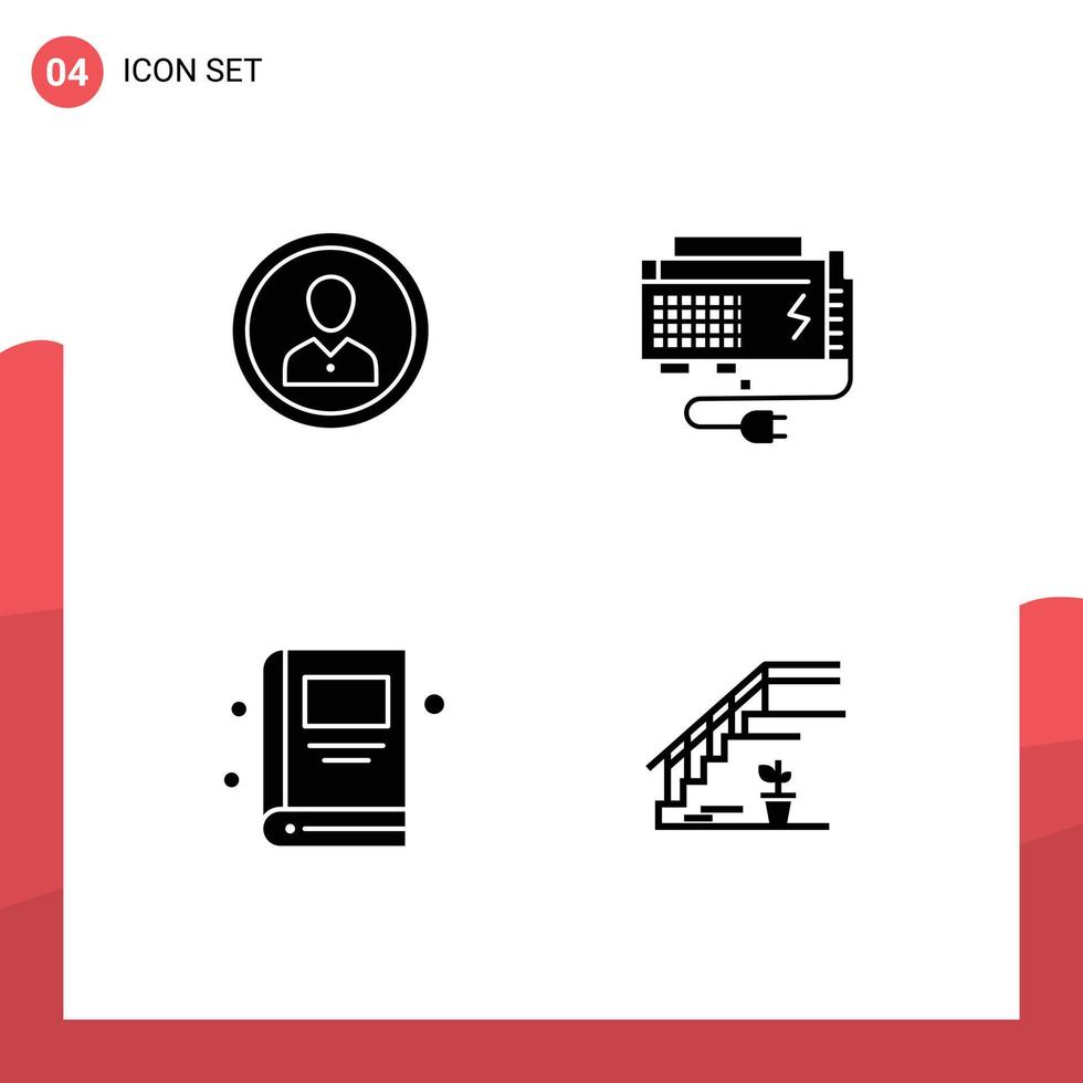 Editable Vector Line Pack of 4 Simple Solid Glyphs of avatar computer people user source Editable Vector Design Elements