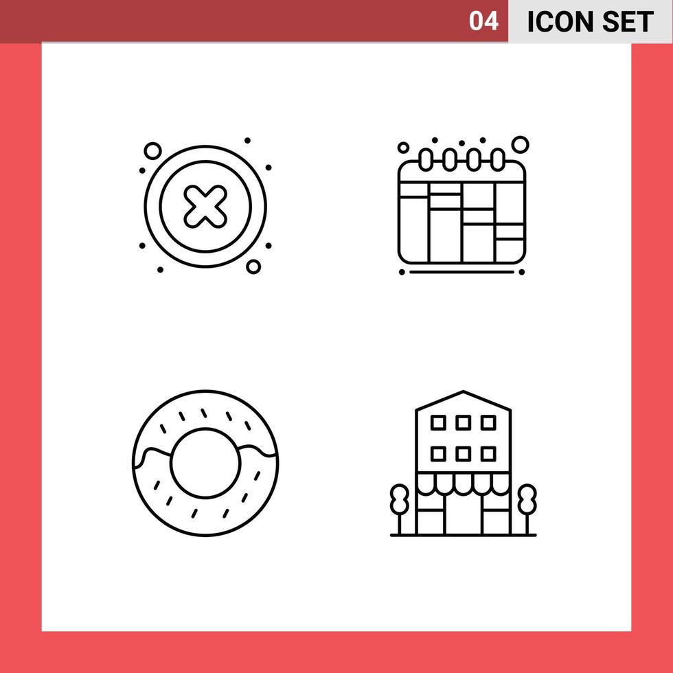 4 Creative Icons Modern Signs and Symbols of cancel buildings user workflow retail Editable Vector Design Elements