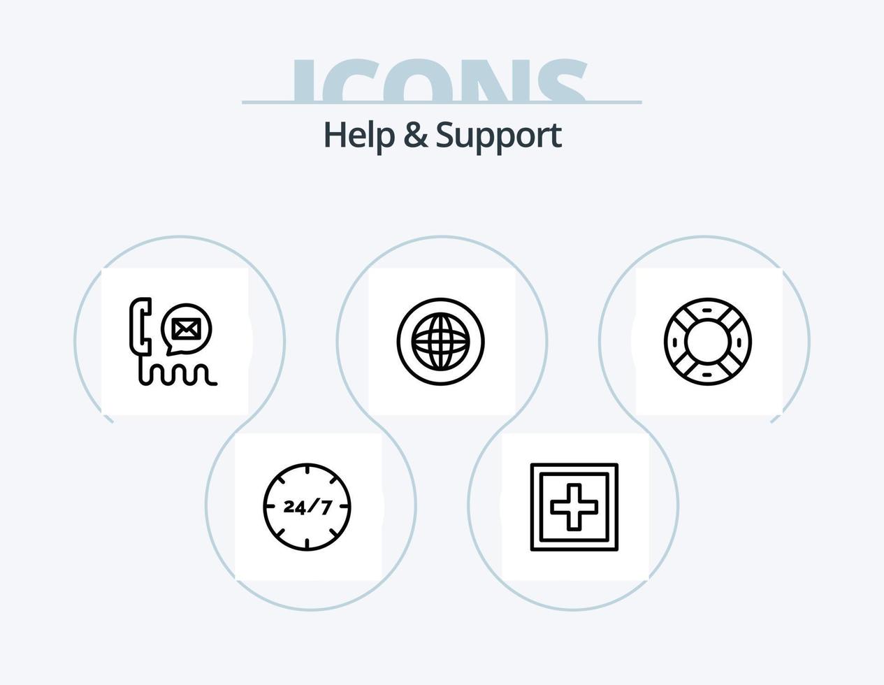 Help And Support Line Icon Pack 5 Icon Design. help. contact. communication. support vector