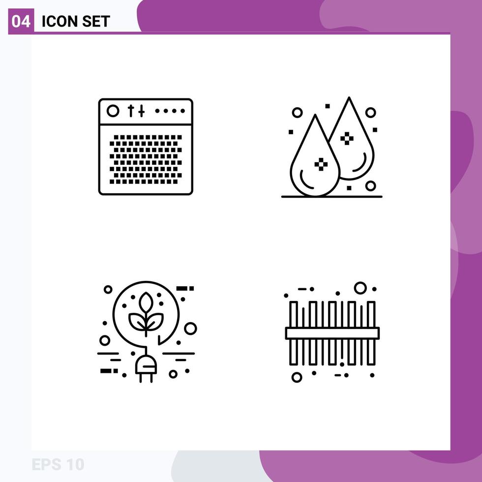 4 User Interface Line Pack of modern Signs and Symbols of amplifier bio multimedia humidity energy Editable Vector Design Elements