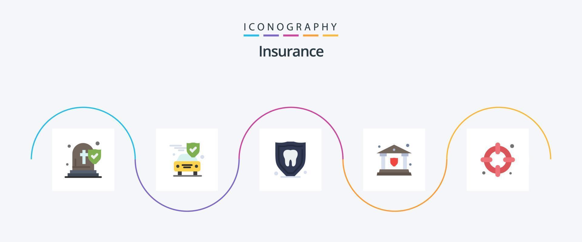 Insurance Flat 5 Icon Pack Including life. shield. insurance. security. bank vector