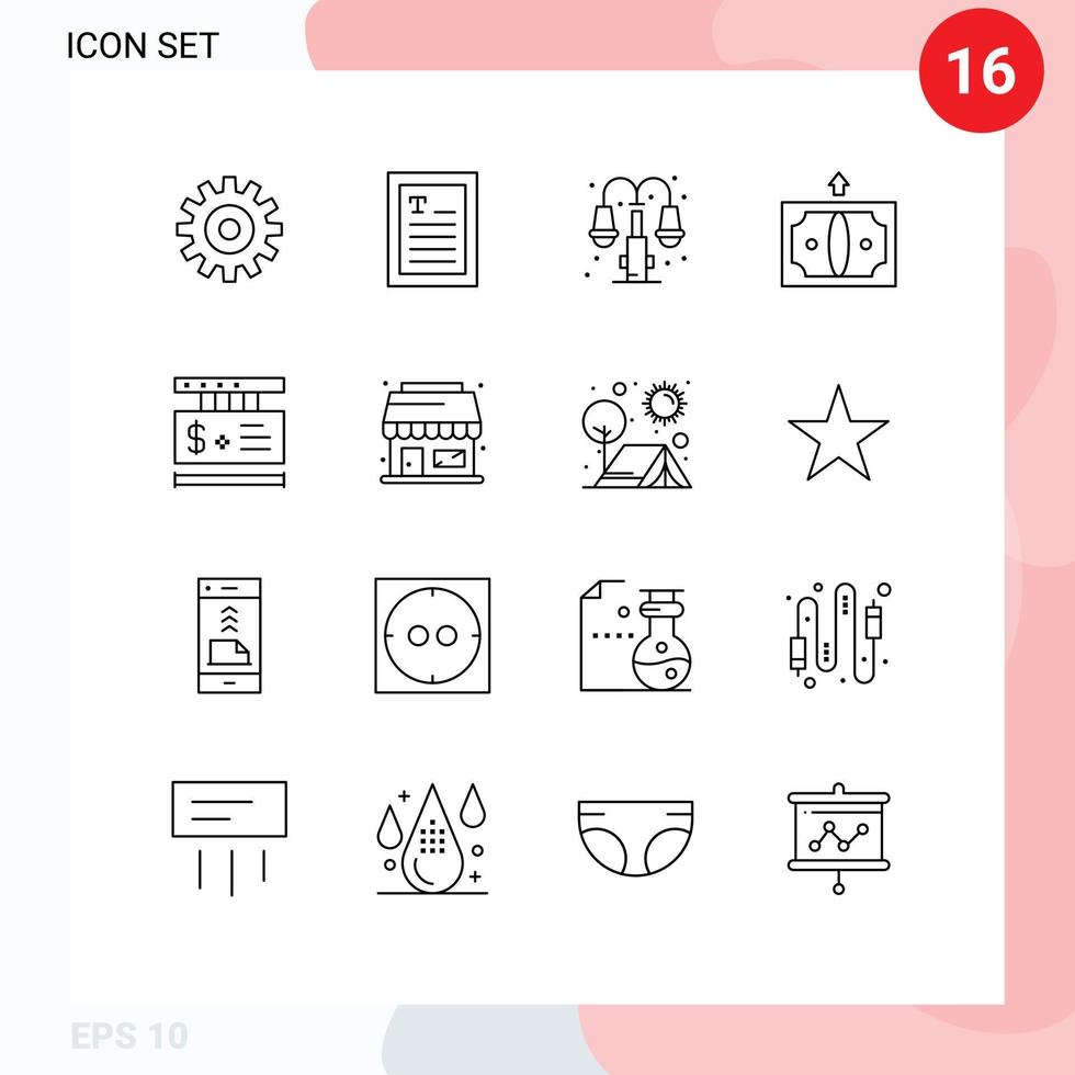 Set of 16 Modern UI Icons Symbols Signs for online price life money business Editable Vector Design Elements