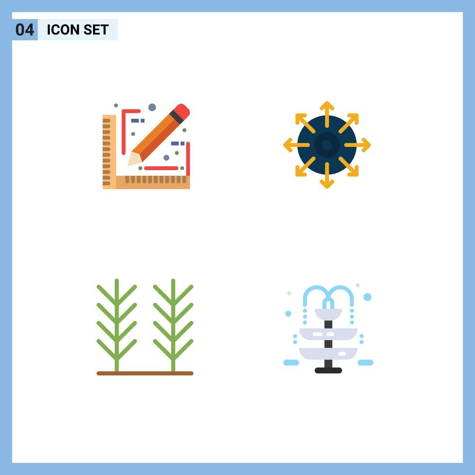 Group of 4 Flat Icons Signs and Symbols for architect food sketch achieve fountain Editable Vector Design Elements