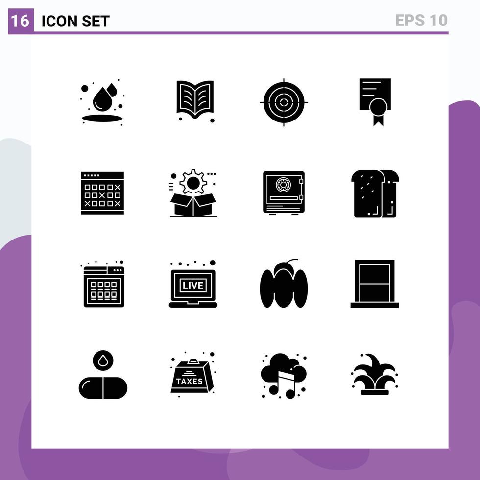 paquete de iconos vectoriales de stock de 16 signos y símbolos de línea para elementos de diseño vectorial editables de certificado escolar de objetivo de calendario de eventos vector