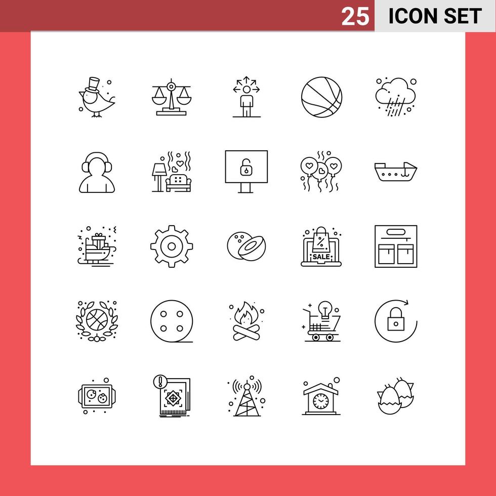 Group of 25 Lines Signs and Symbols for prediction journalist communication basketball education Editable Vector Design Elements