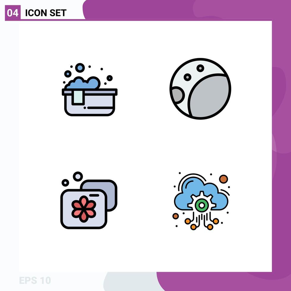 Universal Icon Symbols Group of 4 Modern Filledline Flat Colors of bathtub spa relaxing bath accommodation hosting Editable Vector Design Elements