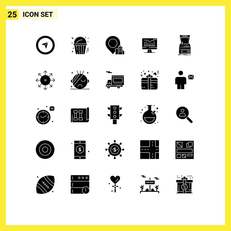 25 Creative Icons Modern Signs and Symbols of play game hotel console monitor Editable Vector Design Elements