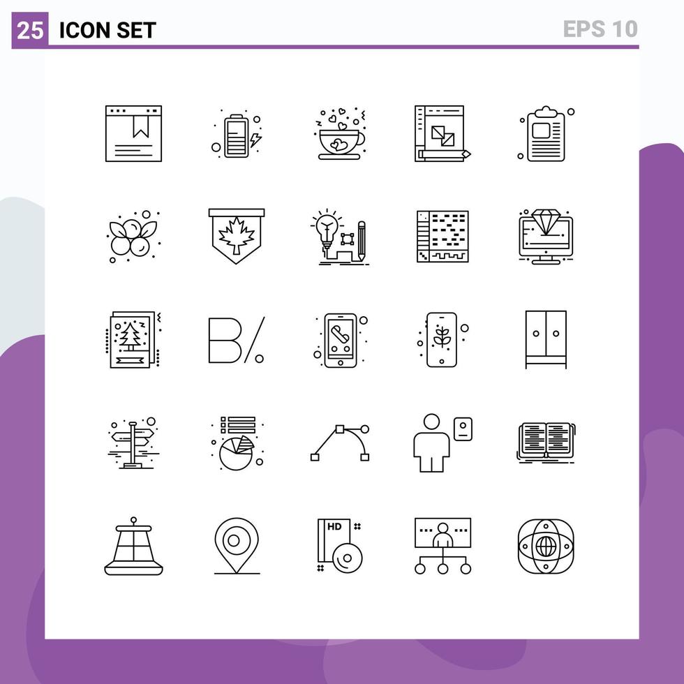 25 Thematic Vector Lines and Editable Symbols of paper business love planning development Editable Vector Design Elements