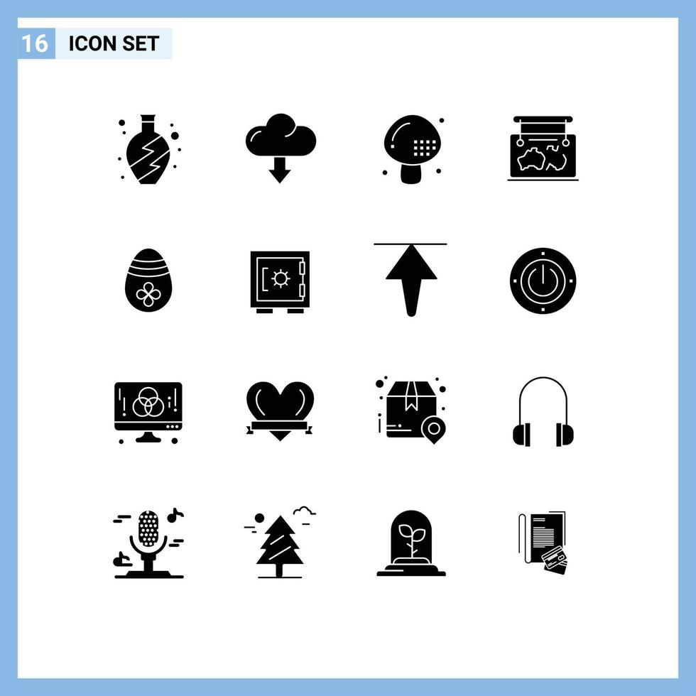 16 Universal Solid Glyphs Set for Web and Mobile Applications decoration guide drinks location frame Editable Vector Design Elements