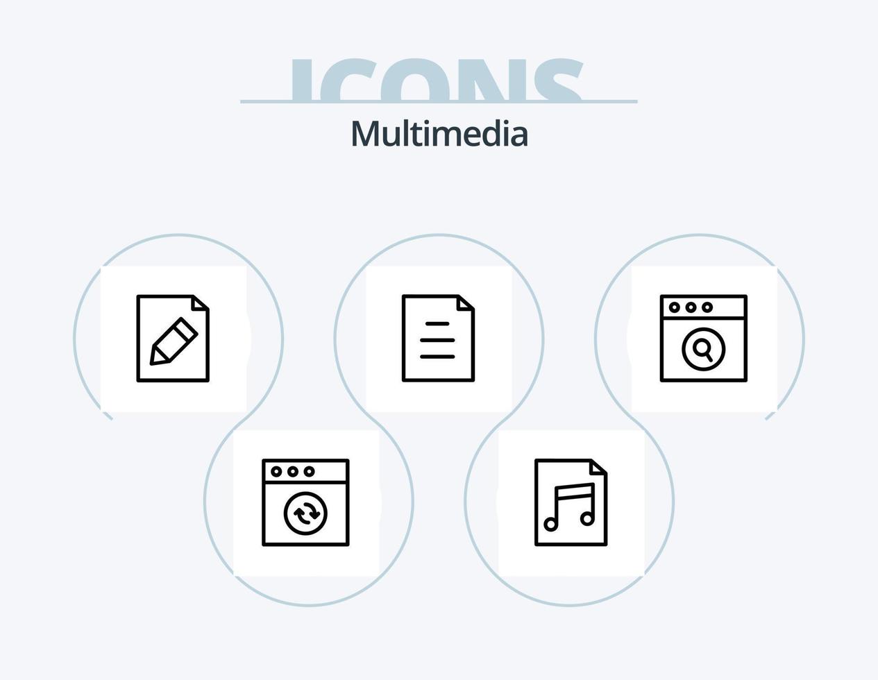 Multimedia Line Icon Pack 5 Icon Design. . . text. file. alert vector