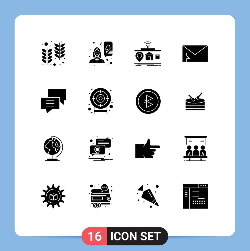 16 Universal Solid Glyph Signs Symbols of spam mail iot infected things Editable Vector Design Elements
