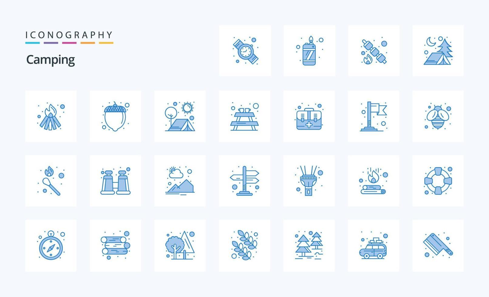 25 Camping Blue icon pack vector