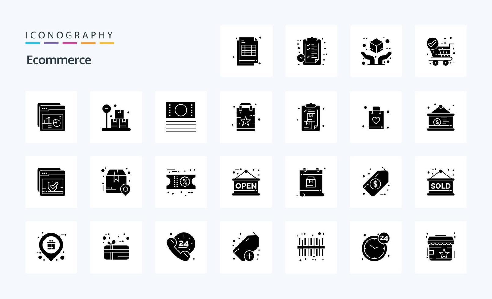 25 Ecommerce Solid Glyph icon pack vector