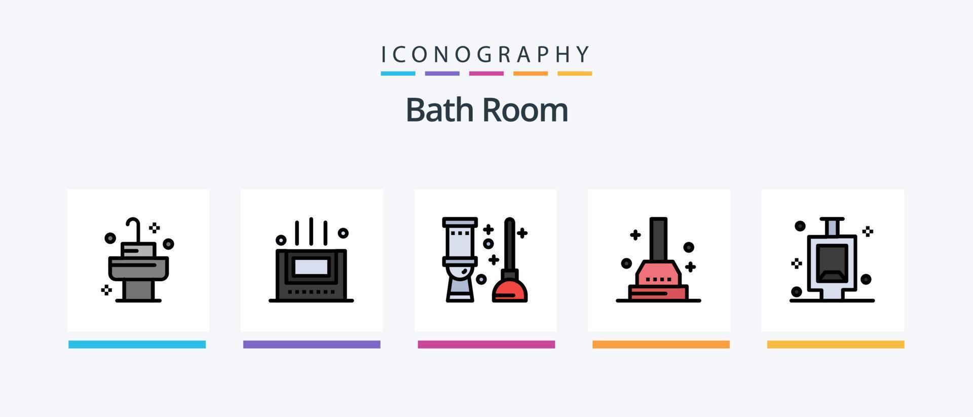 Bath Room Line Filled 5 Icon Pack Including . room. room. gel. Creative Icons Design vector