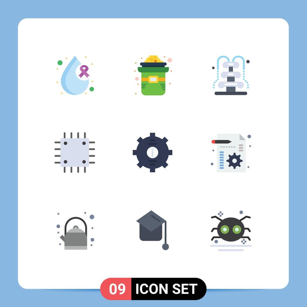 Flat Color Pack of 9 Universal Symbols of contact gadget fountain devices chipset Editable Vector Design Elements