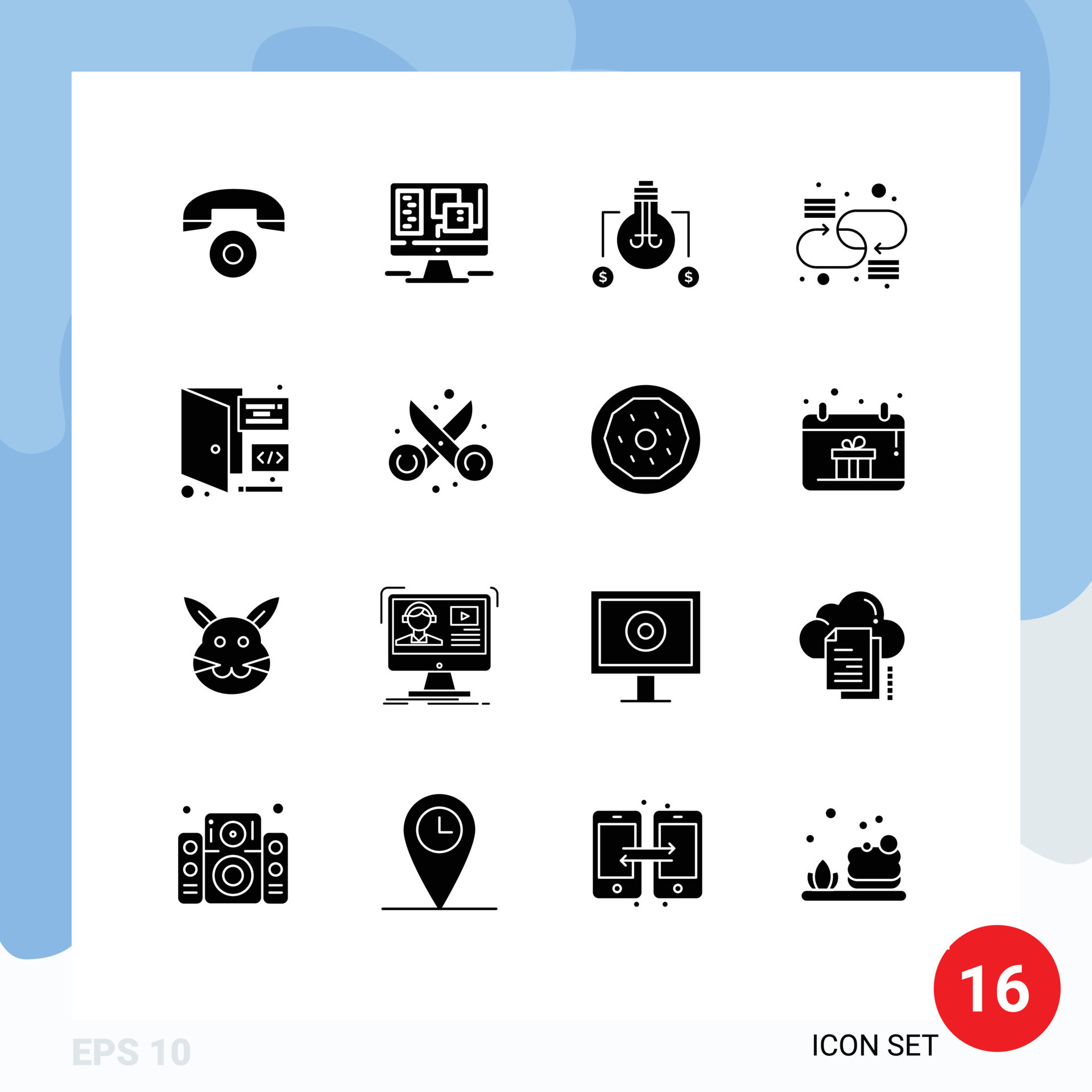 Set of 16 Modern UI Icons Symbols Signs for development browser idea ...