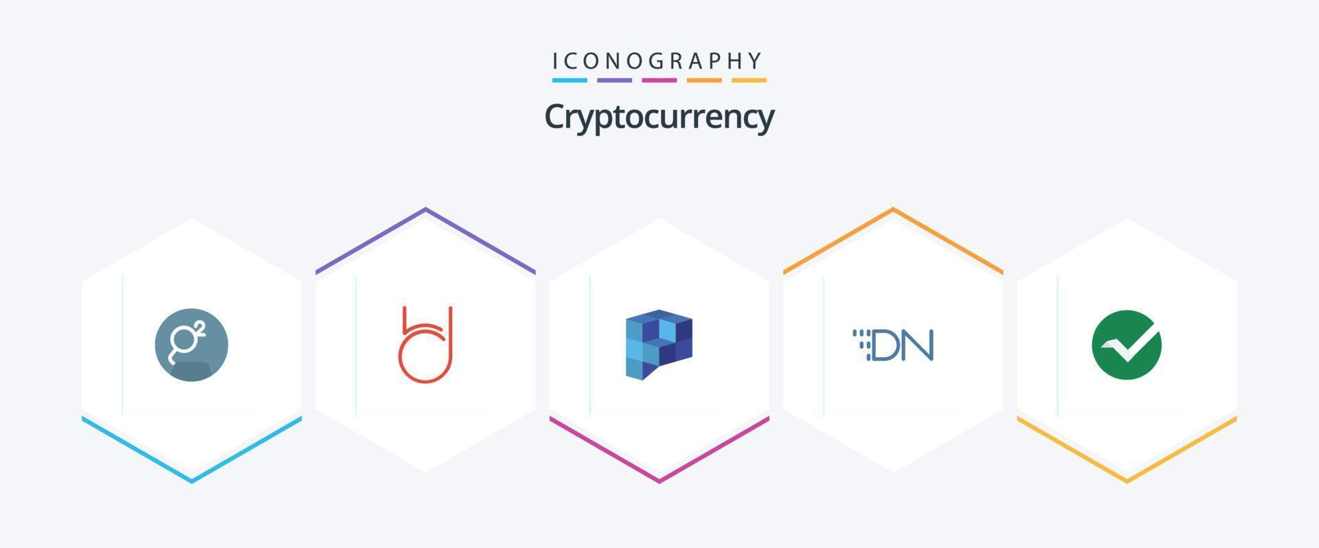 paquete de iconos planos de criptomoneda 25 que incluye moneda. moneda criptográfica. juegos de compañeros. cripto. nota digital vector