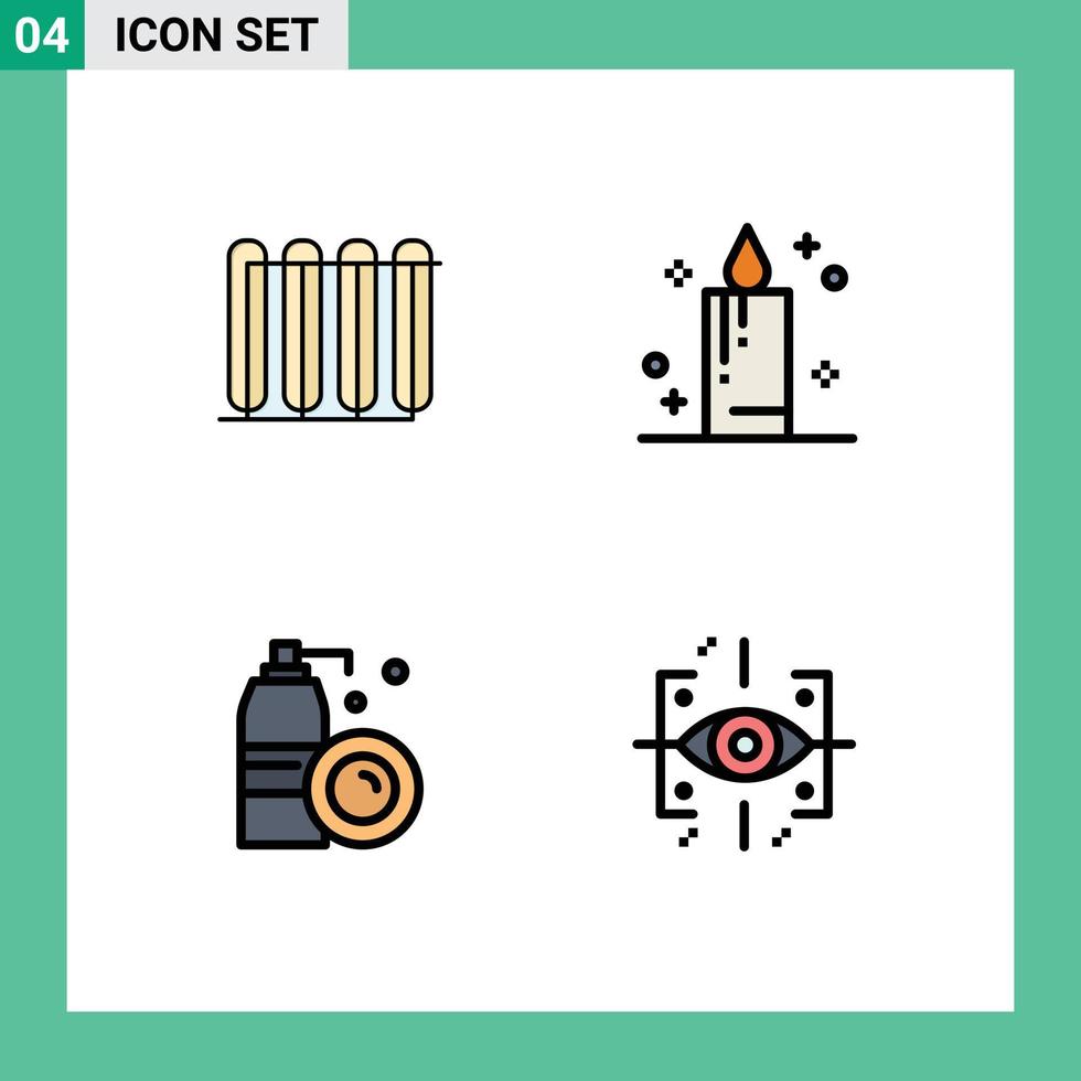 Set of 4 Modern UI Icons Symbols Signs for battery bottle radiator celebration spray Editable Vector Design Elements