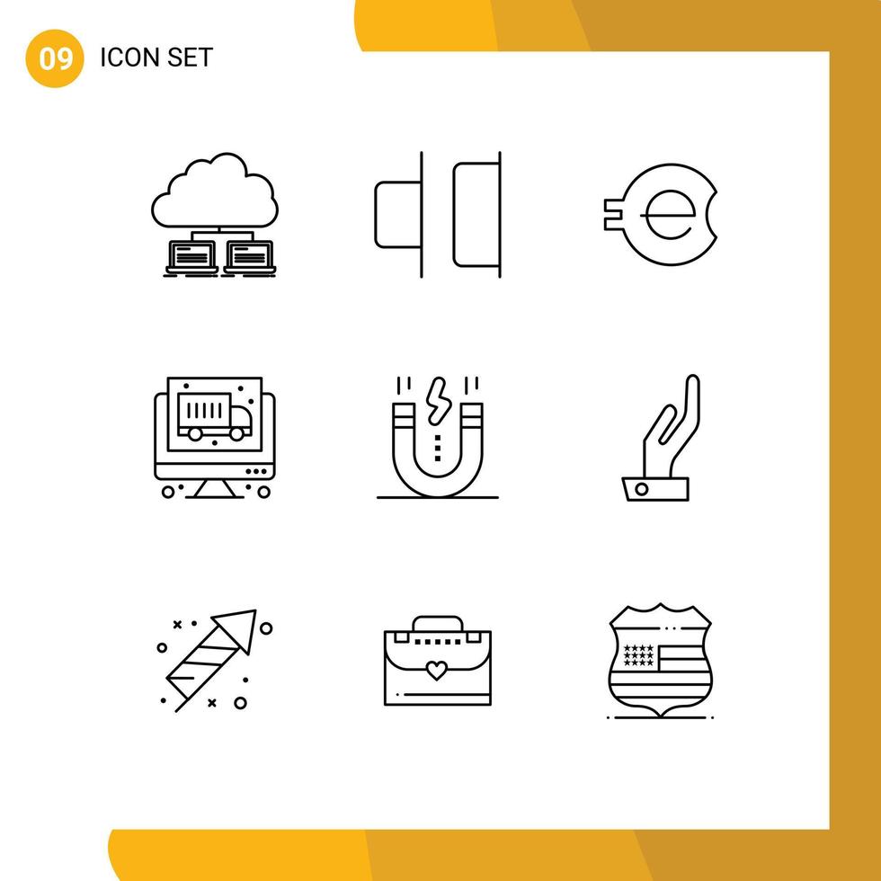 Outline Pack of 9 Universal Symbols of interface creative e coin economy computer Editable Vector Design Elements